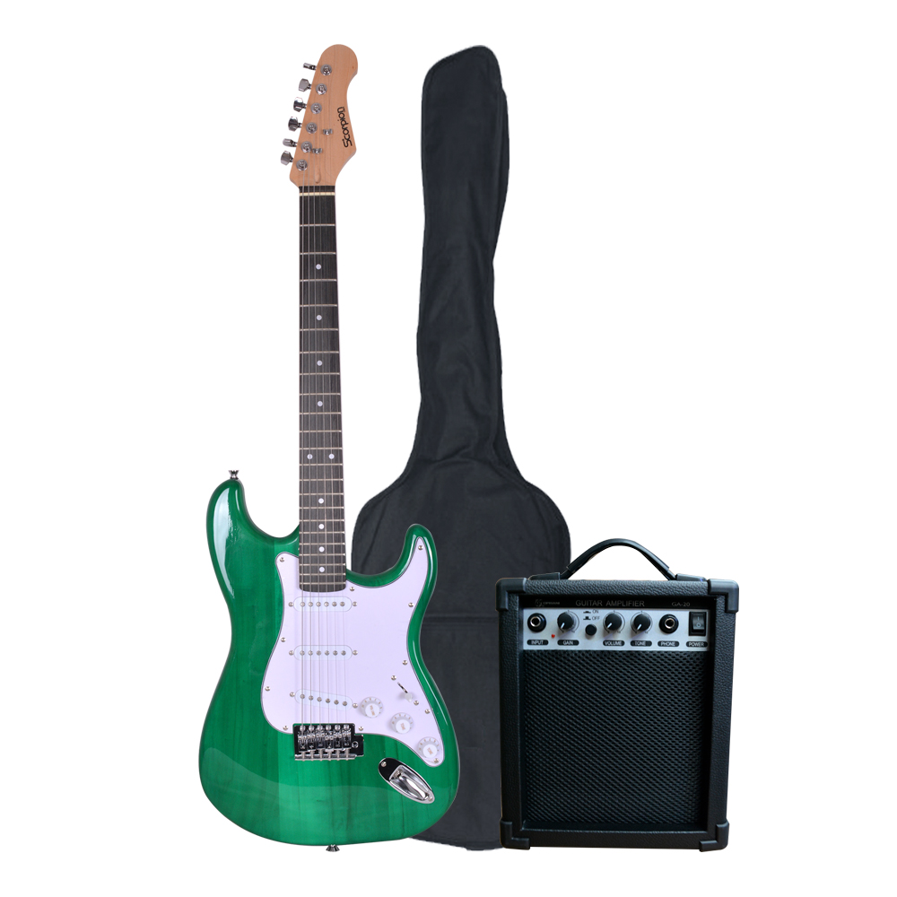 PACK GUITARRA ELEC.PAC-26GR/VERDE-BLANCO SCORPION