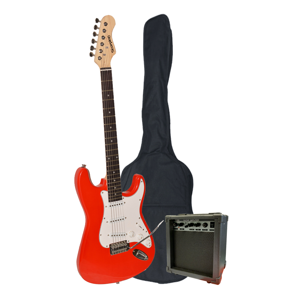PACK GUITARRA ELEC.PAC-5RD ROJA SCORPION              