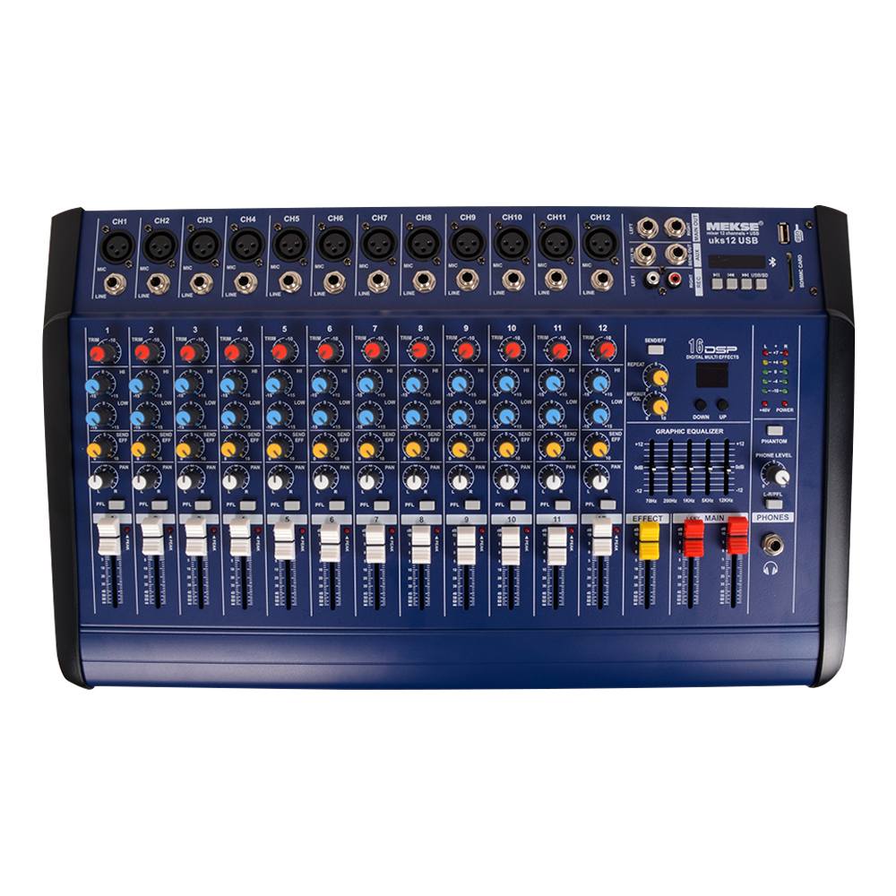 CONSOLA POWER MIXER 12CH BLUETH+ USB,UKS-12USB MEKSE
